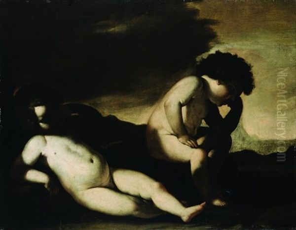 Due Putti In Un Paesaggio Oil Painting by Giacinto Brandi