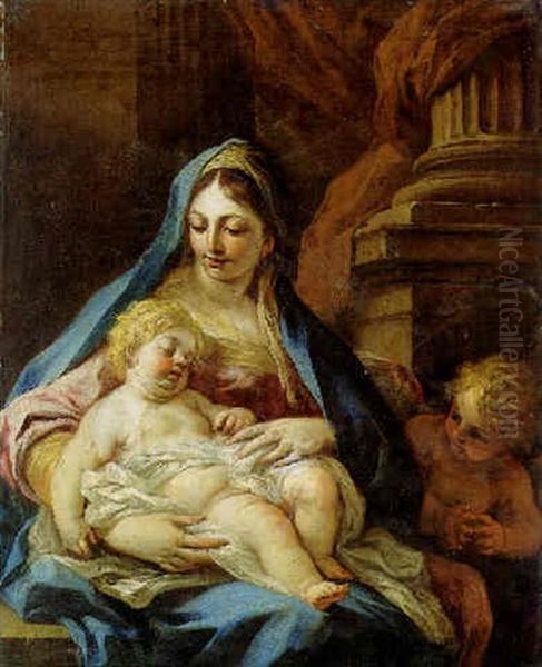 The Madonna And Child With An Angel Oil Painting by Giacinto Brandi