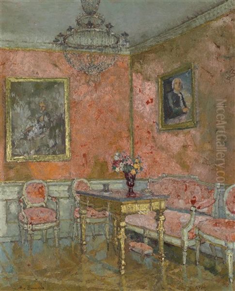 Interieur-weimar, Wittumspalais, Empfangszimmer Oil Painting by August Von Brandis