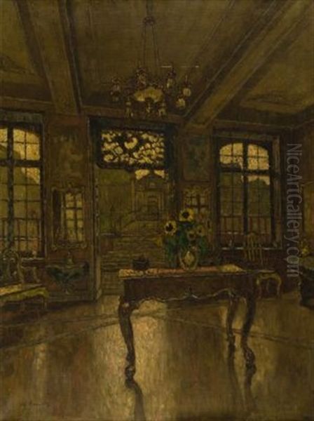 Gartensaal Des Couven-hauses In Aachen Oil Painting by August Von Brandis