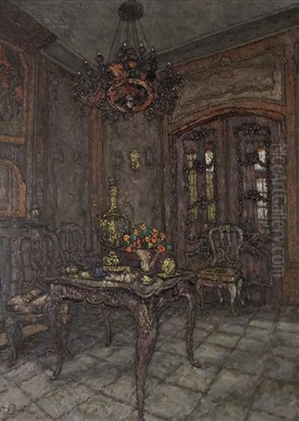 Hofisches Interieur Mit Goldenem Samowar Oil Painting by August Von Brandis