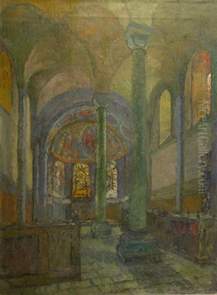 Kircheninterieur Oil Painting by August Von Brandis