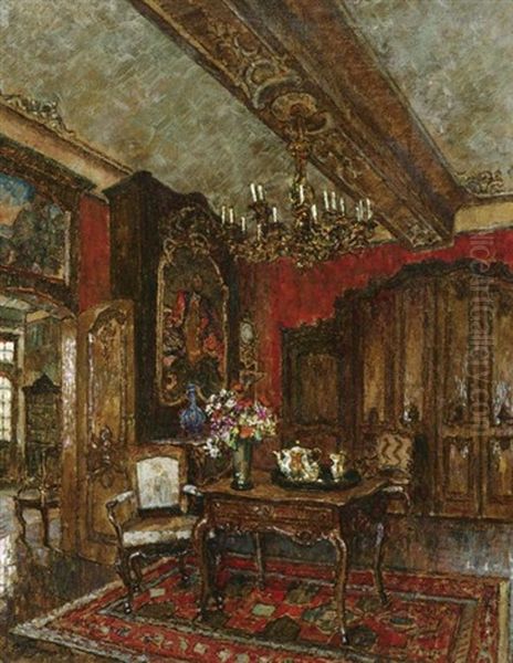 Interieur: Blick In Das Burtscheider Zimmer Des Couven-museums In Aachen Oil Painting by August Von Brandis