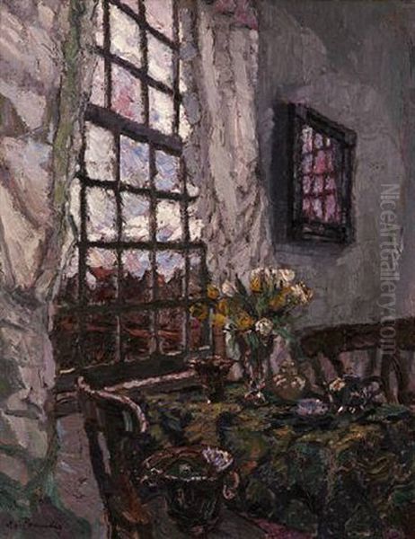 Im Gartenhaus Oil Painting by August Von Brandis