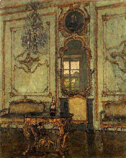 Salon Im Wurzburger Schloss Oil Painting by August Von Brandis