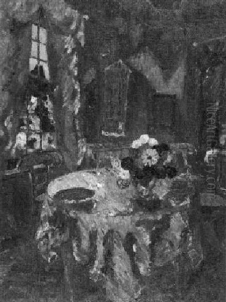 Gruner Salon In Einem Partizierhaus Oil Painting by August Von Brandis