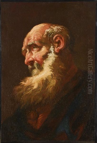 Head Of An Old Man Oil Painting by Petr Brandl