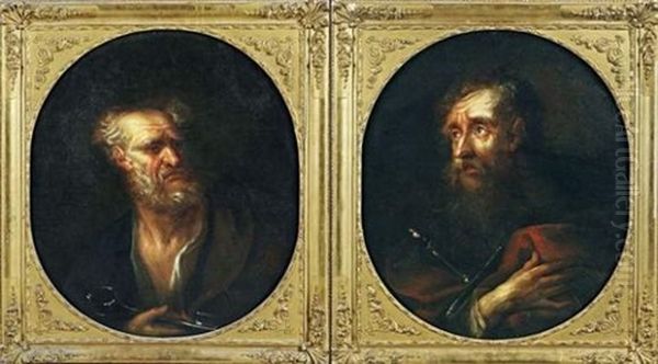 Saint Pierre (+ Saint Paul; Pair) Oil Painting by Petr Brandl