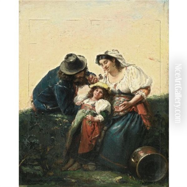 The Italian Family Oil Painting by Jacques Emile Edouard Brandon