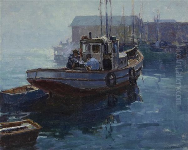 Newport Harbor Oil Painting by George Kennedy Brandriff