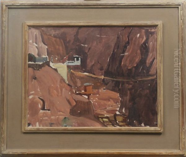 Hoover Dam Construction Oil Painting by George Kennedy Brandriff