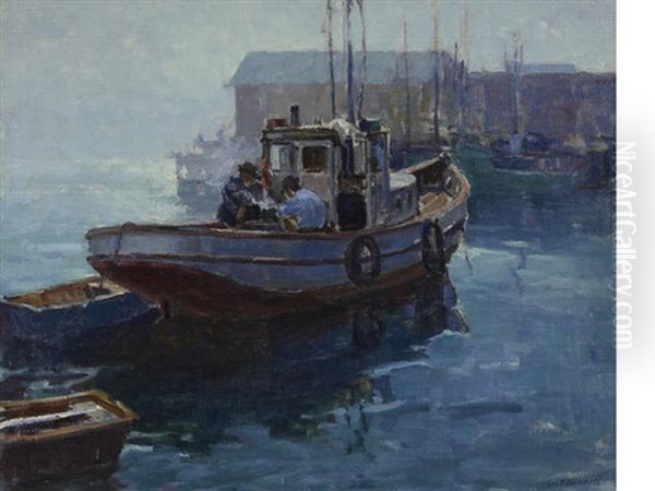 Newport Harbor Oil Painting by George Kennedy Brandriff