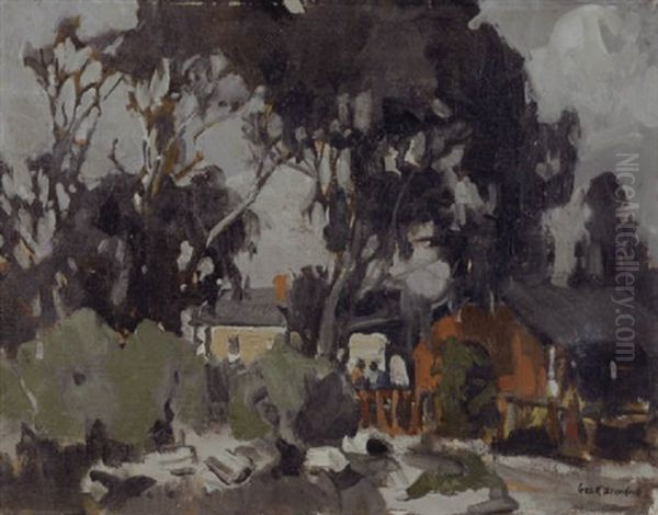 Houses Among The Eucalyptus Oil Painting by George Kennedy Brandriff