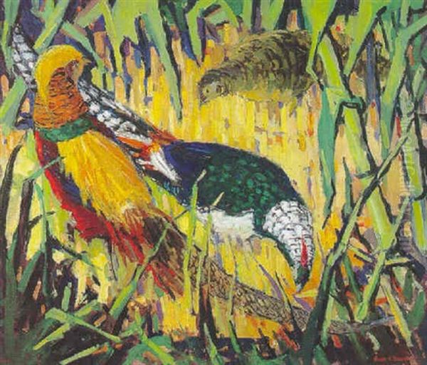 Chinese Pheasants Oil Painting by George Kennedy Brandriff