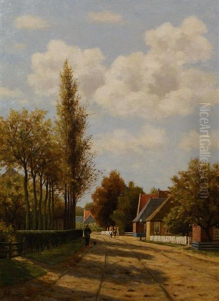 Lane With Passer-by Oil Painting by Johannes Lodewick Brands