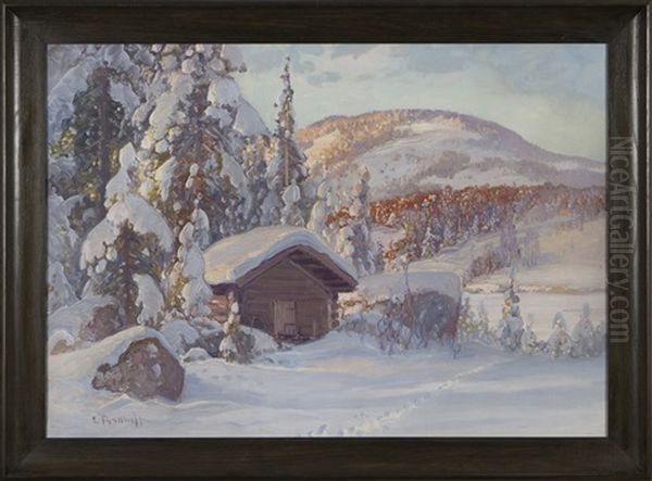 Winter Landscape Oil Painting by Carl Brandt