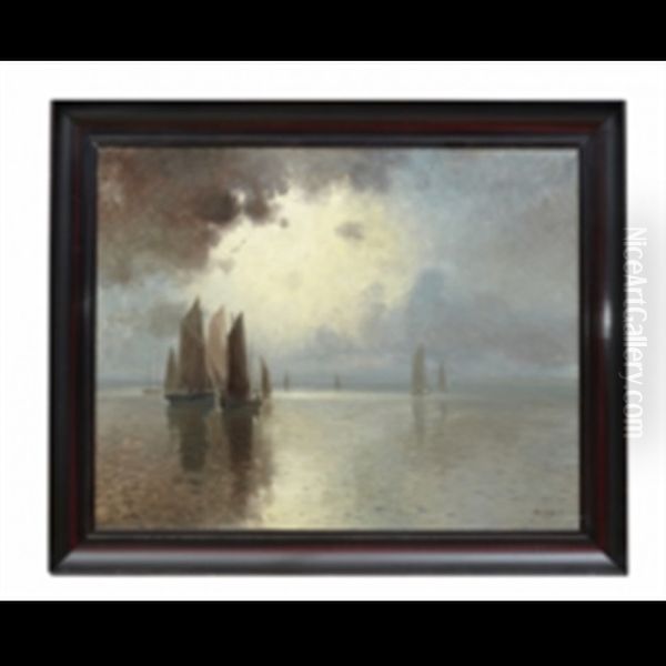 Segelbatar Pa Stilla Hav Oil Painting by Carl Brandt