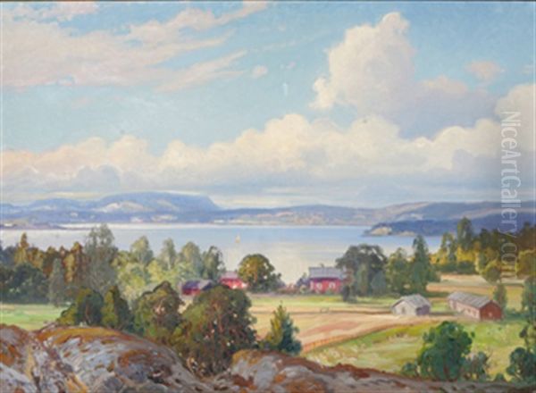 Sommarlandskap Vid Siljan Oil Painting by Carl Brandt