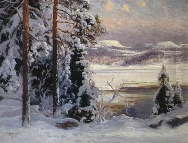 Solig Marsdag I Fjallen Oil Painting by Carl Brandt