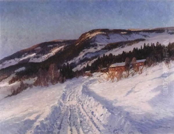 End Of A Wintry Day Oil Painting by Carl Ludwig Brandt