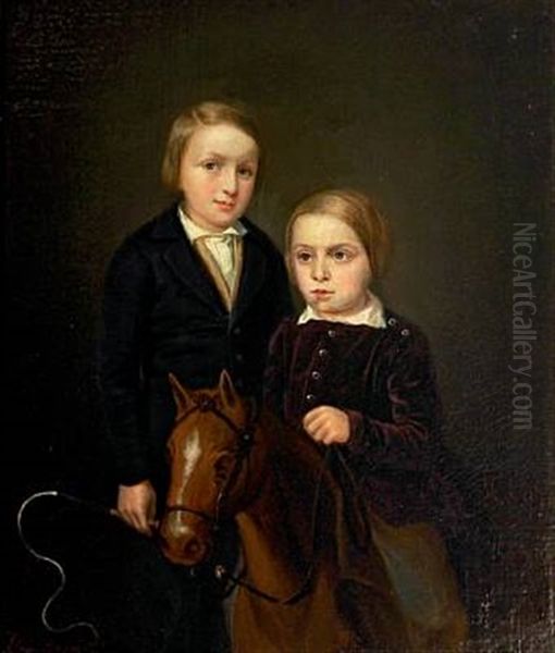 A Double Portrait Of A Boy And A Girl Oil Painting by Elisabeth (Fabea Lydia) Brandt