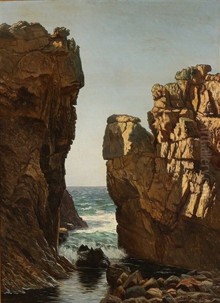 Randklove Cliffs On Bornholm Oil Painting by Johannes Herman Brandt