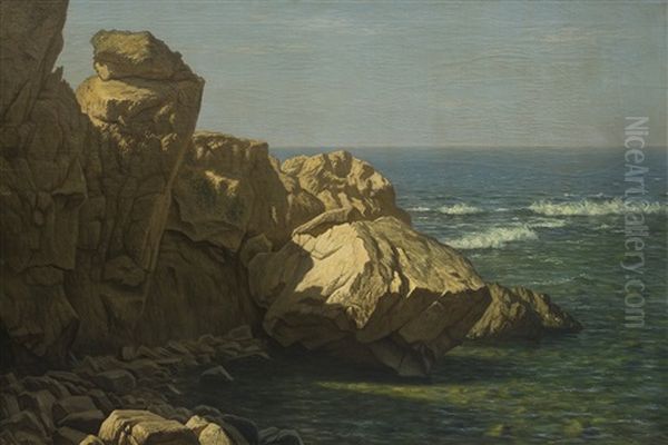 Rocky Shore Oil Painting by Johannes Herman Brandt