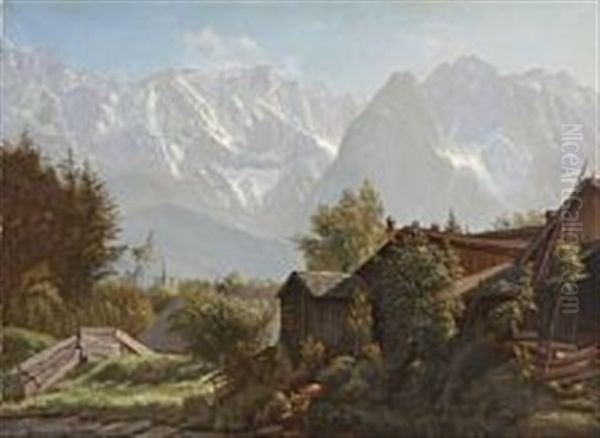 Bjerge Oil Painting by Johannes Herman Brandt