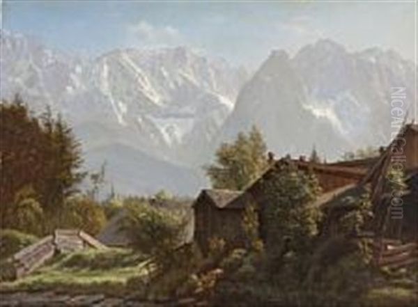 Bjerge Oil Painting by Johannes Herman Brandt