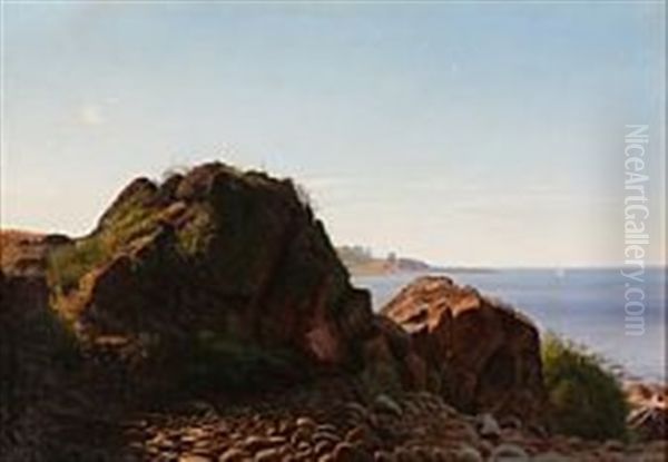 Coastal Scene From Bornholm Oil Painting by Johannes Herman Brandt