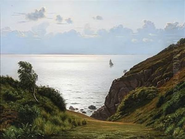 A View Of The Ocean After Sunset At Bornholm Oil Painting by Johannes Herman Brandt