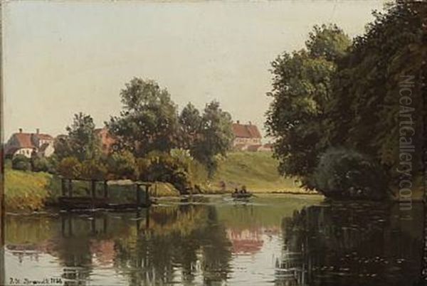 Summer Day By A Moat Oil Painting by Johannes Herman Brandt