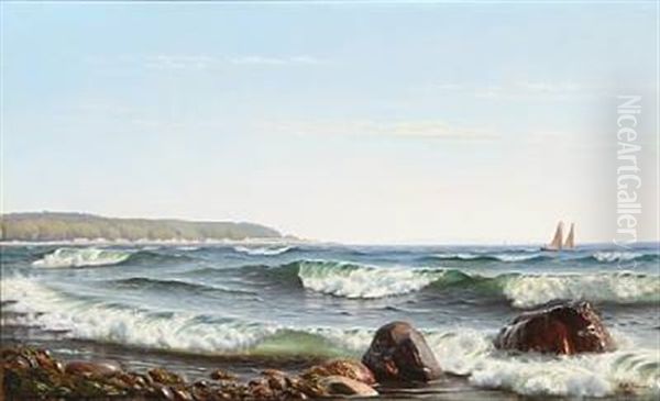 Formiddag Ved Stranden. Motiv Fra Ostkysten. Falster Oil Painting by Johannes Herman Brandt