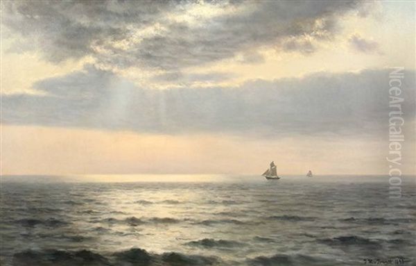 Segelschiffe Auf Offener See Oil Painting by Johannes Herman Brandt