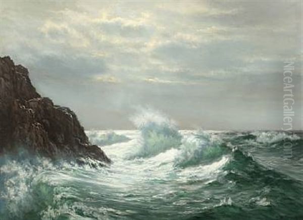 Rocky Coast With Breaking Waves by Johannes Herman Brandt