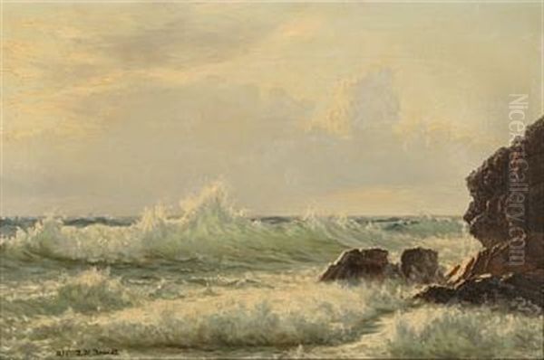 Breakers At Bornholm Island, Denmark Oil Painting by Johannes Herman Brandt