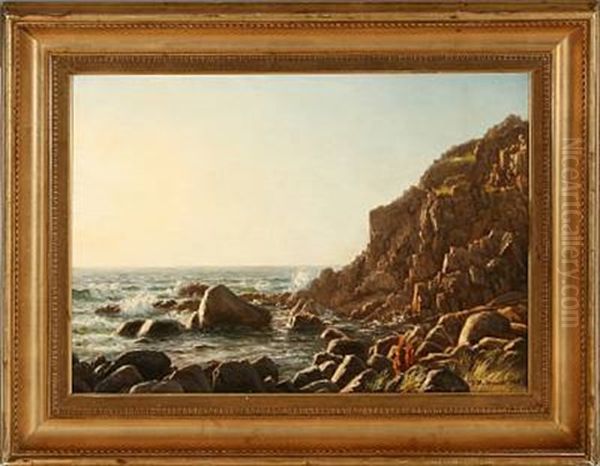 Coastal Scene From Bornholm Island, Denmark Oil Painting by Johannes Herman Brandt