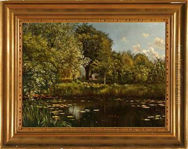 A Summer Day At A Forest Lake Oil Painting by Johannes Herman Brandt