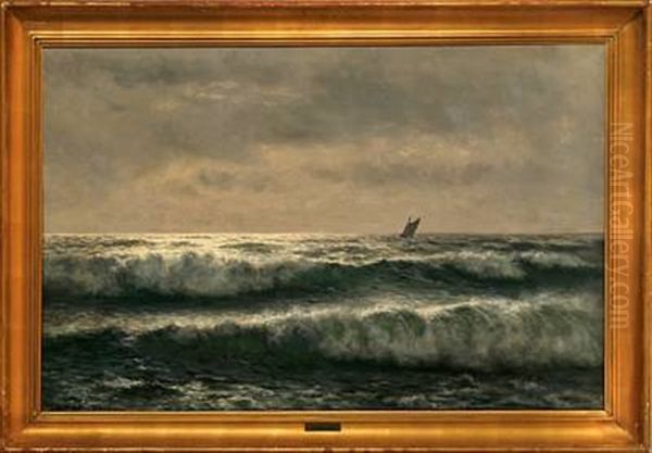 Breakers At Bornholm Island Oil Painting by Johannes Herman Brandt