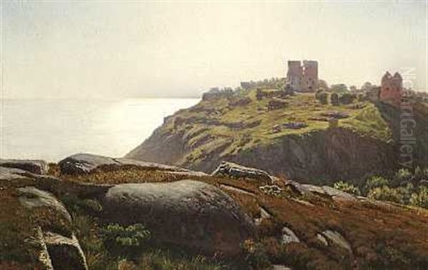 Udsigt Over Havet Ved Solnedgangstide, Bornholm Oil Painting by Johannes Herman Brandt