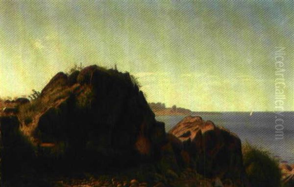 Kystparti Fra Bornholm Oil Painting by Johannes Herman Brandt