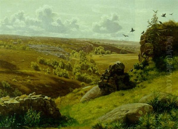 Udsigt Over Sommerlandskab, Antagelig Fra Bornholm Oil Painting by Johannes Herman Brandt