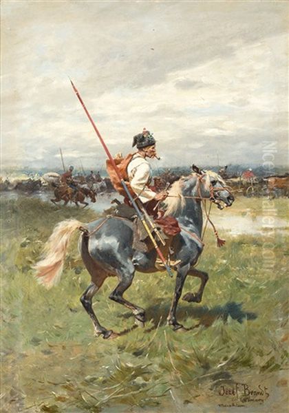 Kozak Na Koniu Oil Painting by Jozef Brandt