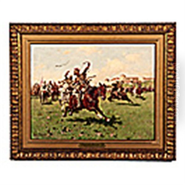 Cossack Sport Oil Painting by Jozef Brandt