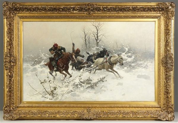 The Escape Oil Painting by Jozef Brandt