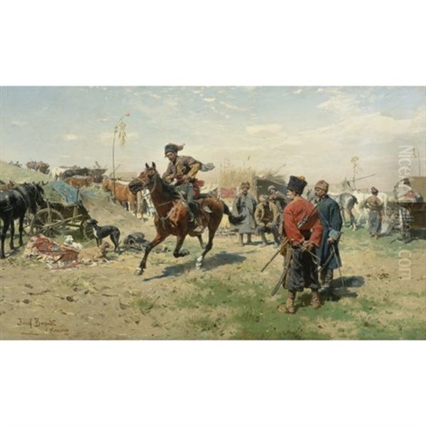 Zaporozcy Oil Painting by Jozef Brandt