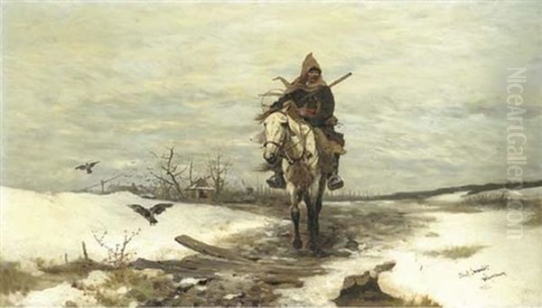 The Lone Hunter Oil Painting by Jozef Brandt