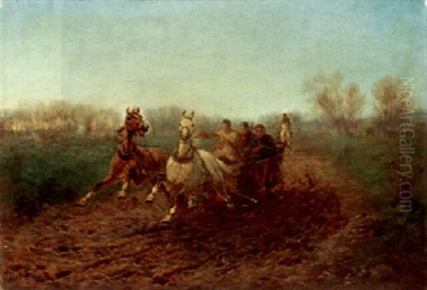 The Hunting Party Oil Painting by Jozef Brandt