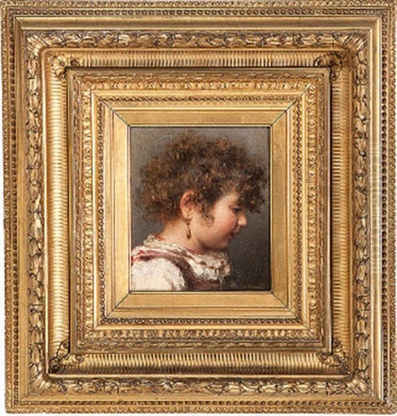 Portraits Of Children (2 Works) Oil Painting by Otto Brandt