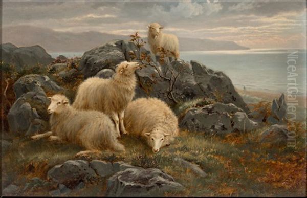 Moutons Dans Un Paysage Oil Painting by Charles H. Branscombe